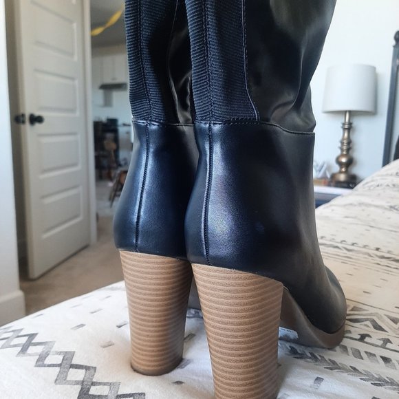 Lane Bryant Black Faux Leather Knee High Riding Boot in Wide - Picture 6 of 6
